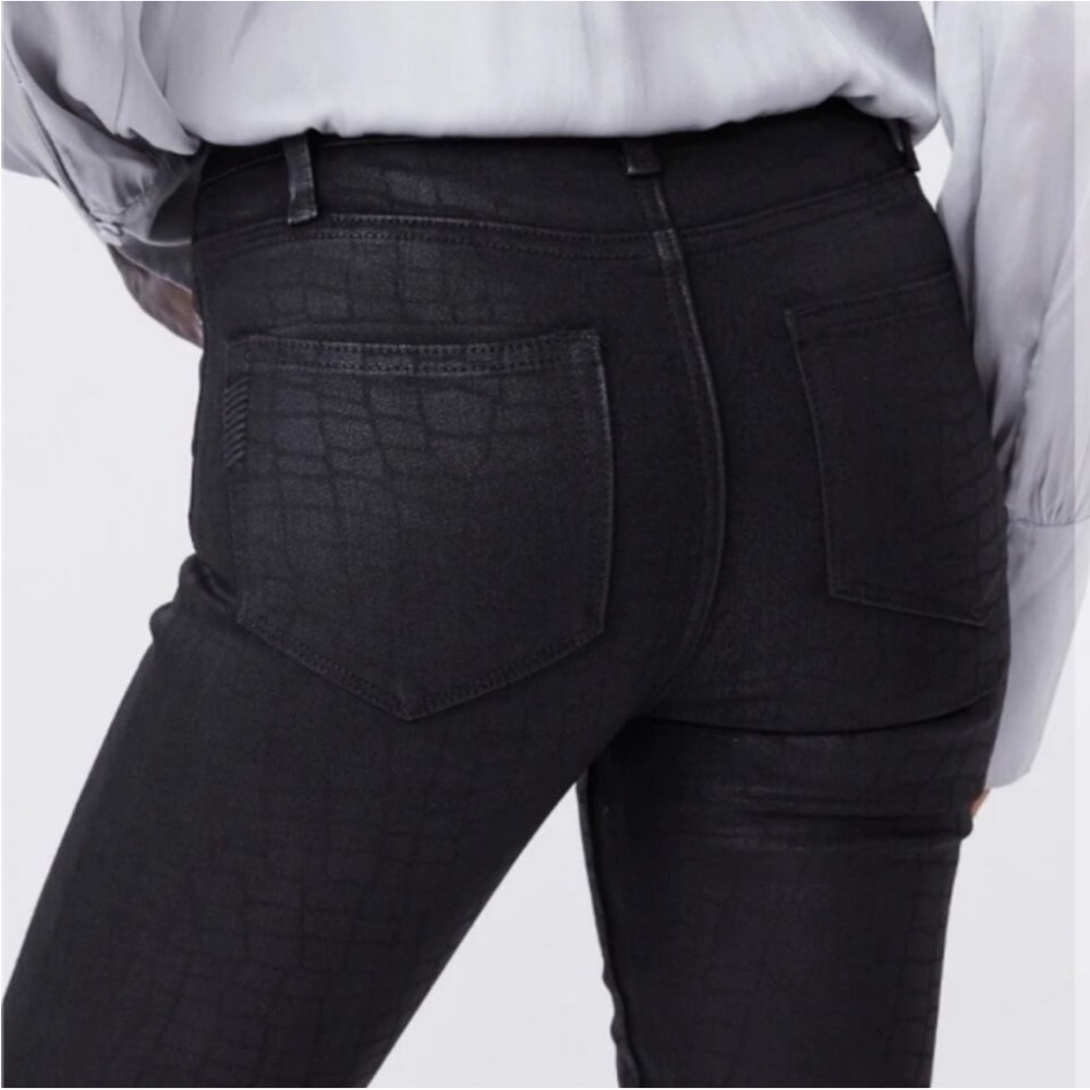 PAIGE Hoxton Ankle Black Croc Coating Jeans Size 32